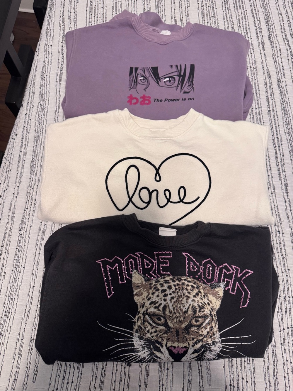 Zara Kids 3-Pack Sweatshirt Set — Lavender, Cream & Black Graphics
